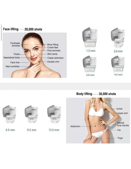 Hifu 3D 7D de 2 mangos corporal y facial