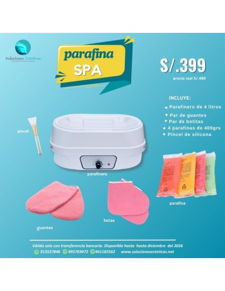 parafinero para terapia y spa con juates y botas para parafina