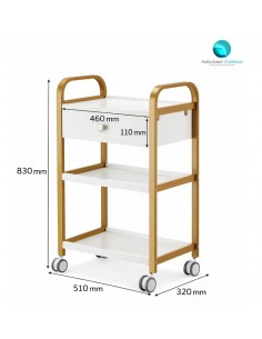 mesa auxiliar dorada para peluquería centro de espetica y spa